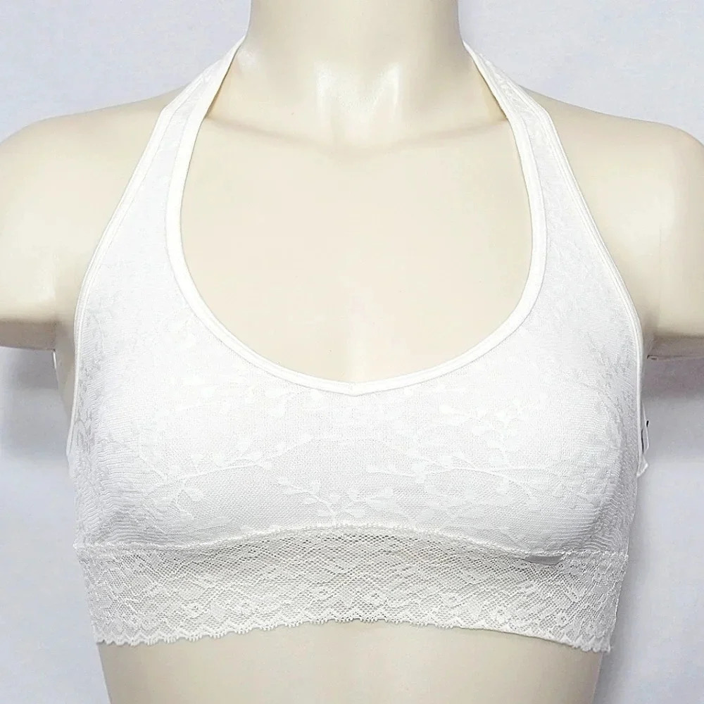 SMALL‎ Calvin Klein QF4044 Bare Lace Halter Bralette Ivory NWT